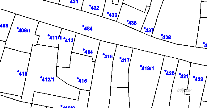 Parcela st. 416 v KÚ Duchcov, Katastrální mapa