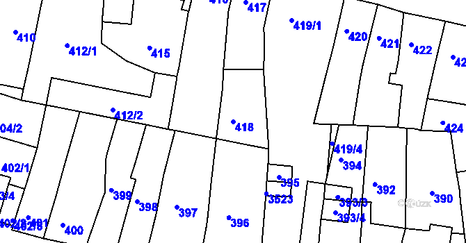 Parcela st. 418 v KÚ Duchcov, Katastrální mapa
