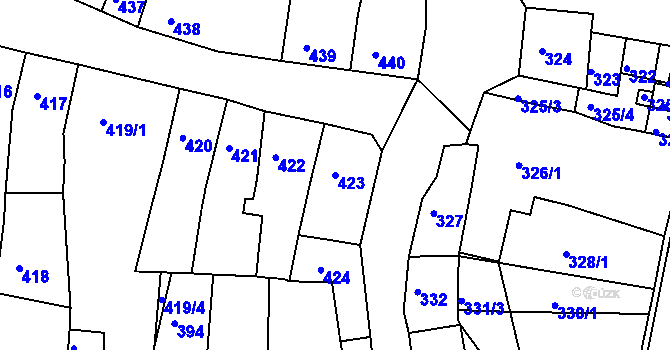 Parcela st. 423 v KÚ Duchcov, Katastrální mapa
