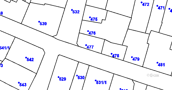 Parcela st. 477 v KÚ Duchcov, Katastrální mapa