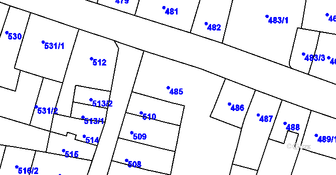 Parcela st. 485 v KÚ Duchcov, Katastrální mapa