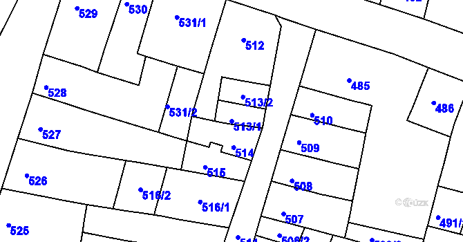 Parcela st. 513/1 v KÚ Duchcov, Katastrální mapa