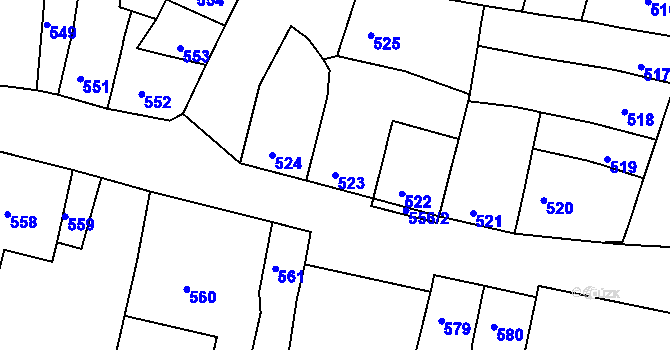 Parcela st. 523 v KÚ Duchcov, Katastrální mapa