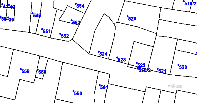 Parcela st. 524 v KÚ Duchcov, Katastrální mapa