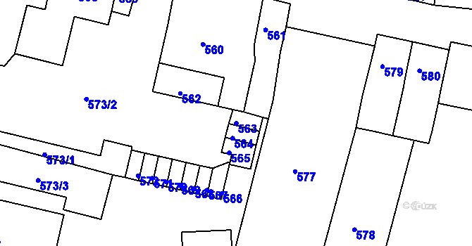 Parcela st. 563 v KÚ Duchcov, Katastrální mapa