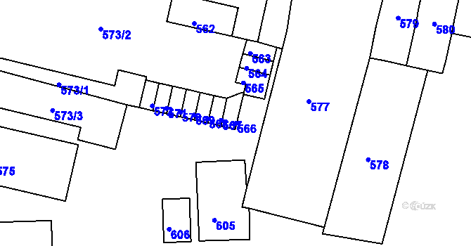 Parcela st. 566 v KÚ Duchcov, Katastrální mapa
