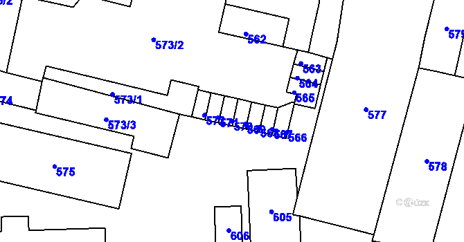 Parcela st. 570 v KÚ Duchcov, Katastrální mapa