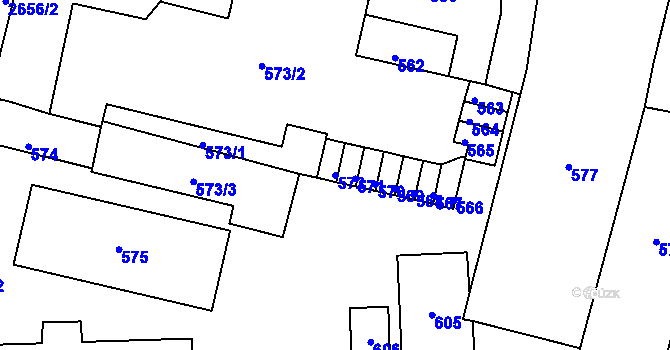 Parcela st. 572 v KÚ Duchcov, Katastrální mapa