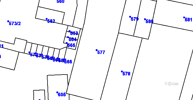 Parcela st. 577 v KÚ Duchcov, Katastrální mapa