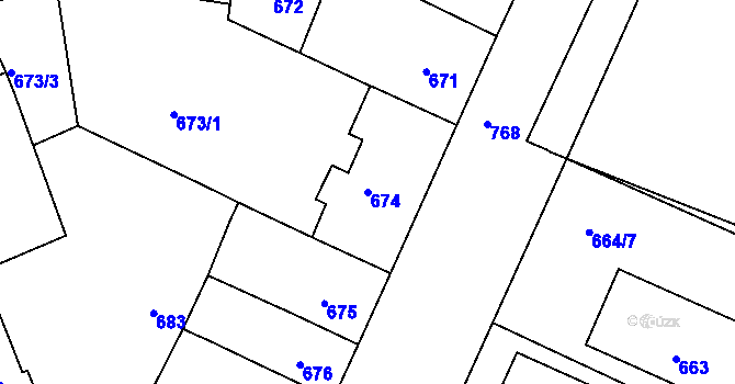 Parcela st. 674 v KÚ Duchcov, Katastrální mapa