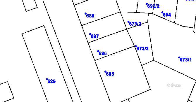 Parcela st. 686 v KÚ Duchcov, Katastrální mapa