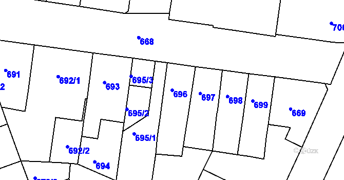 Parcela st. 696 v KÚ Duchcov, Katastrální mapa
