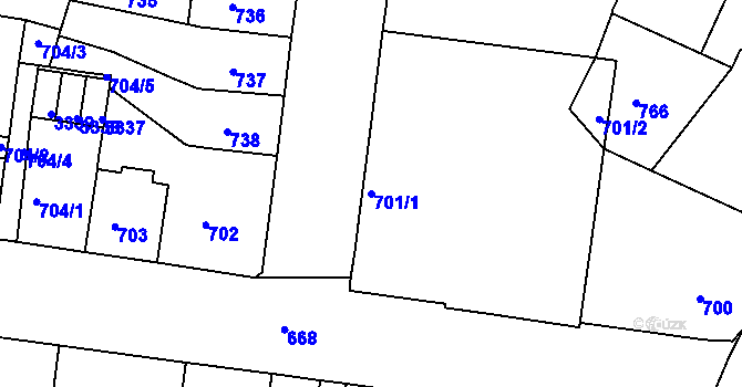 Parcela st. 701/1 v KÚ Duchcov, Katastrální mapa