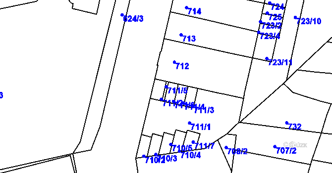 Parcela st. 711/5 v KÚ Duchcov, Katastrální mapa