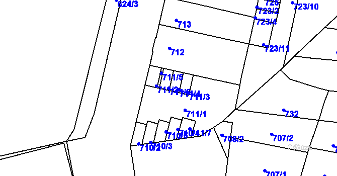 Parcela st. 711/6 v KÚ Duchcov, Katastrální mapa