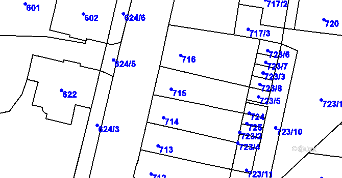 Parcela st. 715 v KÚ Duchcov, Katastrální mapa