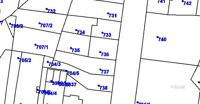 Parcela st. 736 v KÚ Duchcov, Katastrální mapa