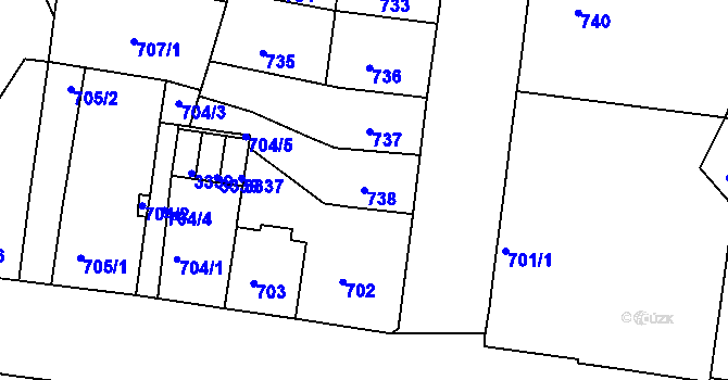 Parcela st. 738 v KÚ Duchcov, Katastrální mapa