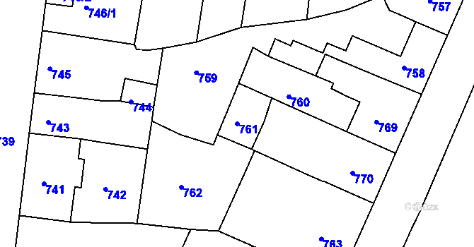 Parcela st. 761 v KÚ Duchcov, Katastrální mapa
