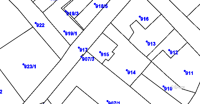 Parcela st. 915 v KÚ Duchcov, Katastrální mapa