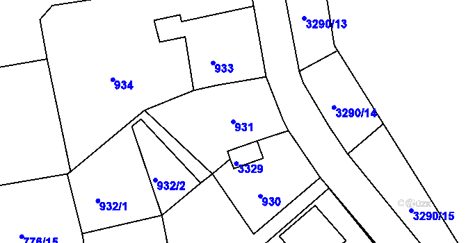 Parcela st. 931 v KÚ Duchcov, Katastrální mapa
