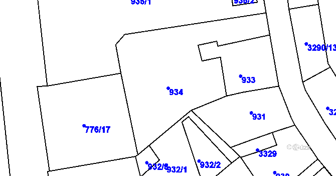 Parcela st. 934 v KÚ Duchcov, Katastrální mapa