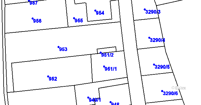 Parcela st. 951/2 v KÚ Duchcov, Katastrální mapa