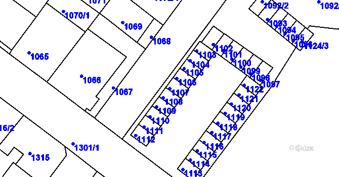 Parcela st. 1107 v KÚ Duchcov, Katastrální mapa