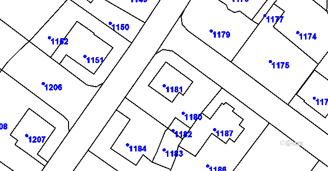 Parcela st. 1181 v KÚ Duchcov, Katastrální mapa
