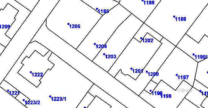Parcela st. 1203 v KÚ Duchcov, Katastrální mapa