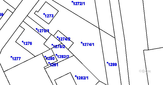 Parcela st. 1274/1 v KÚ Duchcov, Katastrální mapa