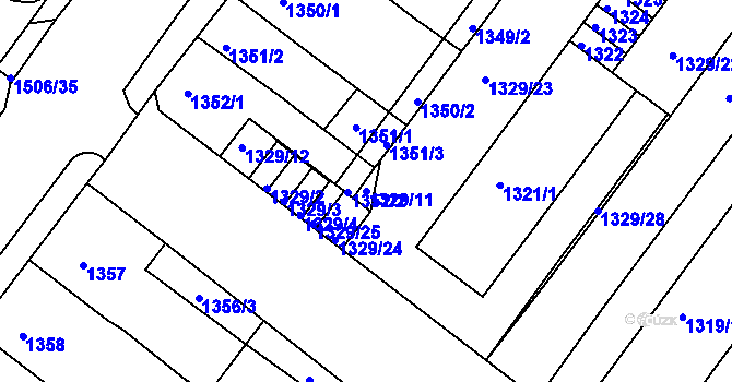 Parcela st. 1329/11 v KÚ Duchcov, Katastrální mapa
