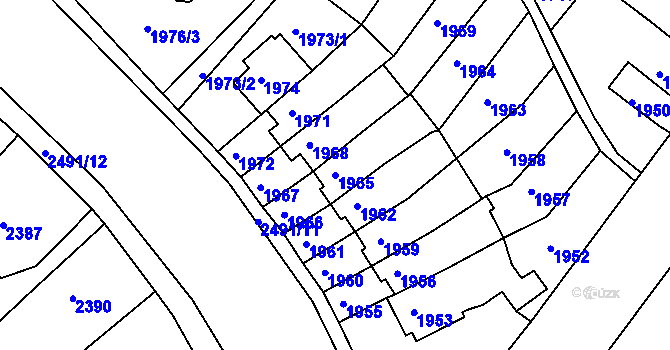 Parcela st. 1965 v KÚ Duchcov, Katastrální mapa