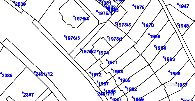 Parcela st. 1974 v KÚ Duchcov, Katastrální mapa