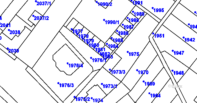 Parcela st. 1982 v KÚ Duchcov, Katastrální mapa