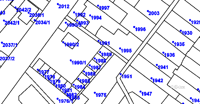 Parcela st. 1989 v KÚ Duchcov, Katastrální mapa