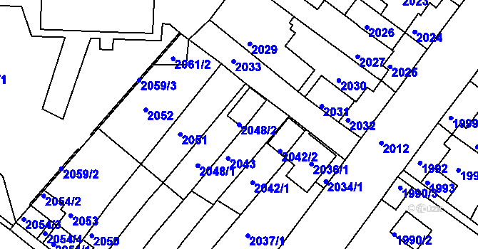 Parcela st. 2048/2 v KÚ Duchcov, Katastrální mapa