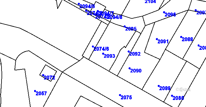 Parcela st. 2093 v KÚ Duchcov, Katastrální mapa