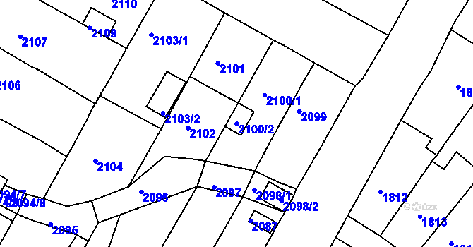 Parcela st. 2100/2 v KÚ Duchcov, Katastrální mapa