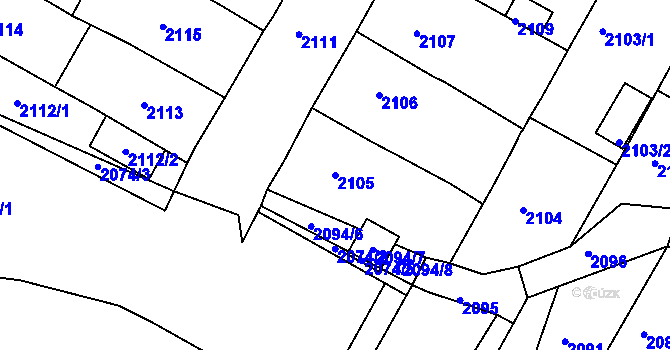Parcela st. 2105 v KÚ Duchcov, Katastrální mapa