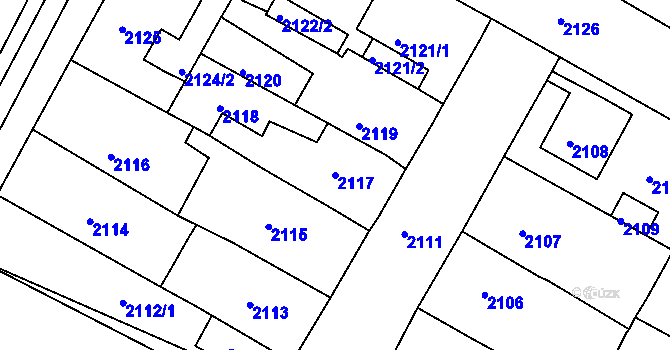 Parcela st. 2117 v KÚ Duchcov, Katastrální mapa