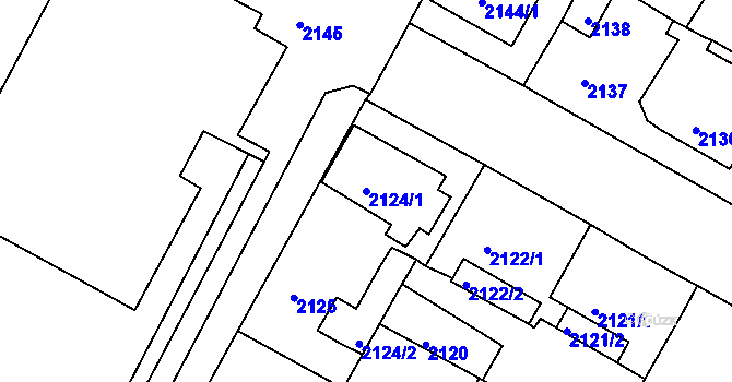 Parcela st. 2124/1 v KÚ Duchcov, Katastrální mapa
