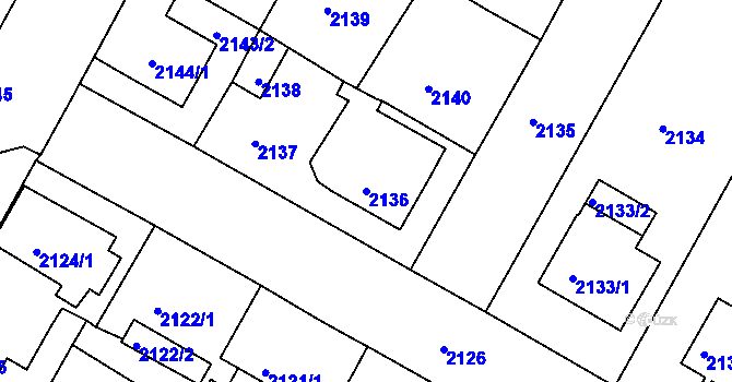 Parcela st. 2136 v KÚ Duchcov, Katastrální mapa