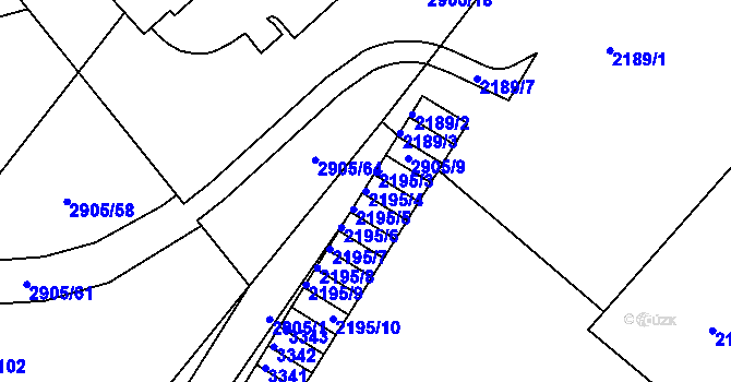 Parcela st. 2195/4 v KÚ Duchcov, Katastrální mapa