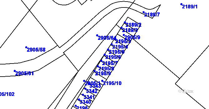 Parcela st. 2195/6 v KÚ Duchcov, Katastrální mapa