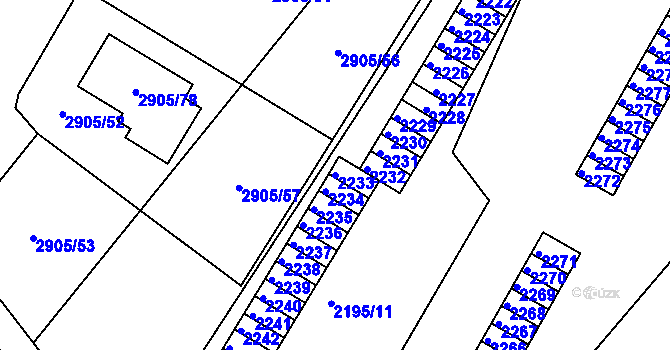 Parcela st. 2233 v KÚ Duchcov, Katastrální mapa