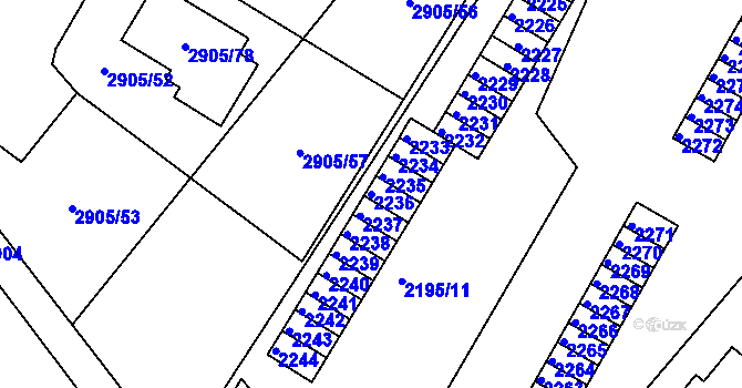 Parcela st. 2236 v KÚ Duchcov, Katastrální mapa
