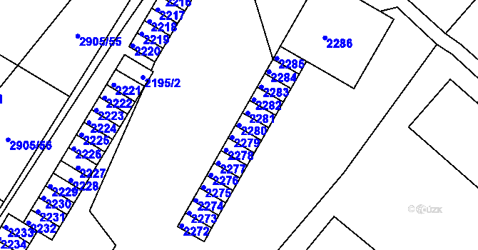 Parcela st. 2280 v KÚ Duchcov, Katastrální mapa