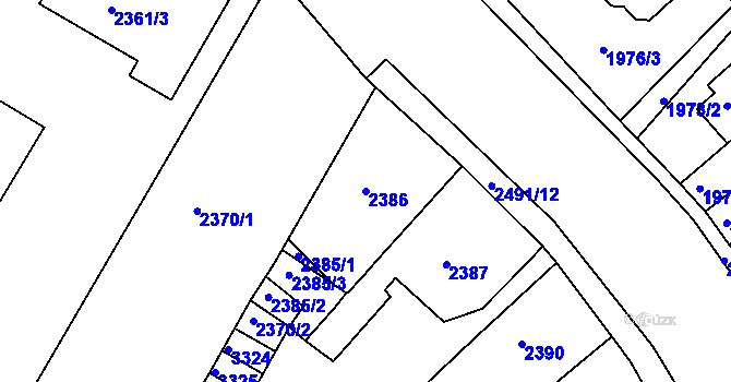 Parcela st. 2386 v KÚ Duchcov, Katastrální mapa