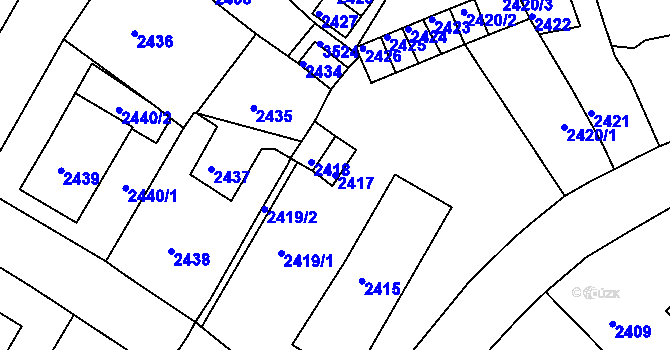 Parcela st. 2417 v KÚ Duchcov, Katastrální mapa